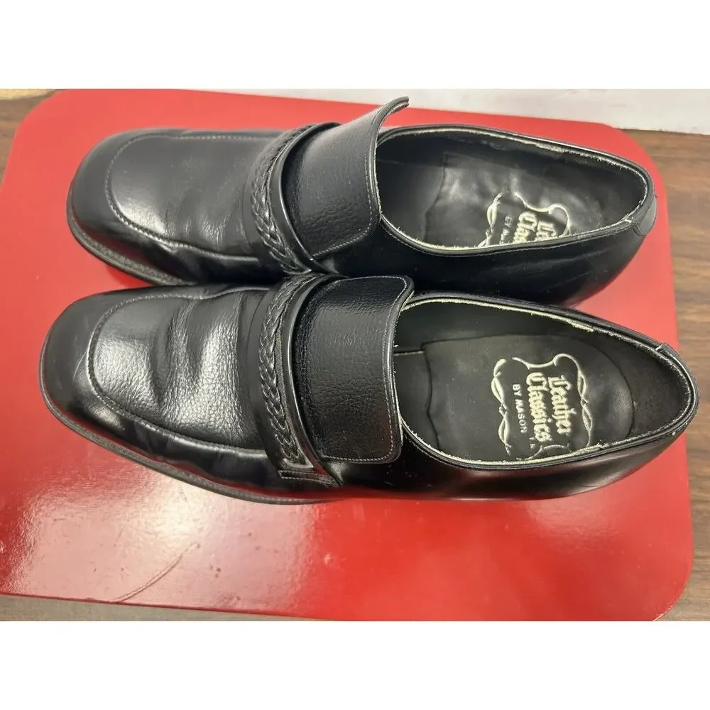 Black Leather Men’s 8.5‎ by Leather Classics By Mason Dress Shoes Goodyear Heels
